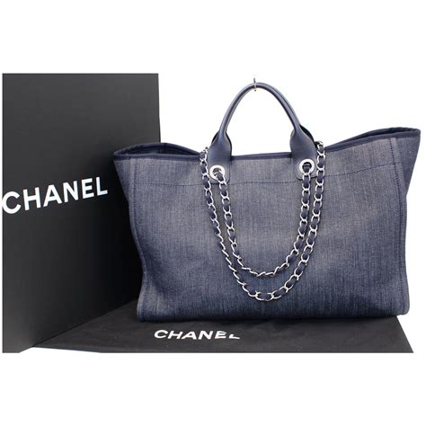 chanel denim handbag|chanel denim shopping tote.